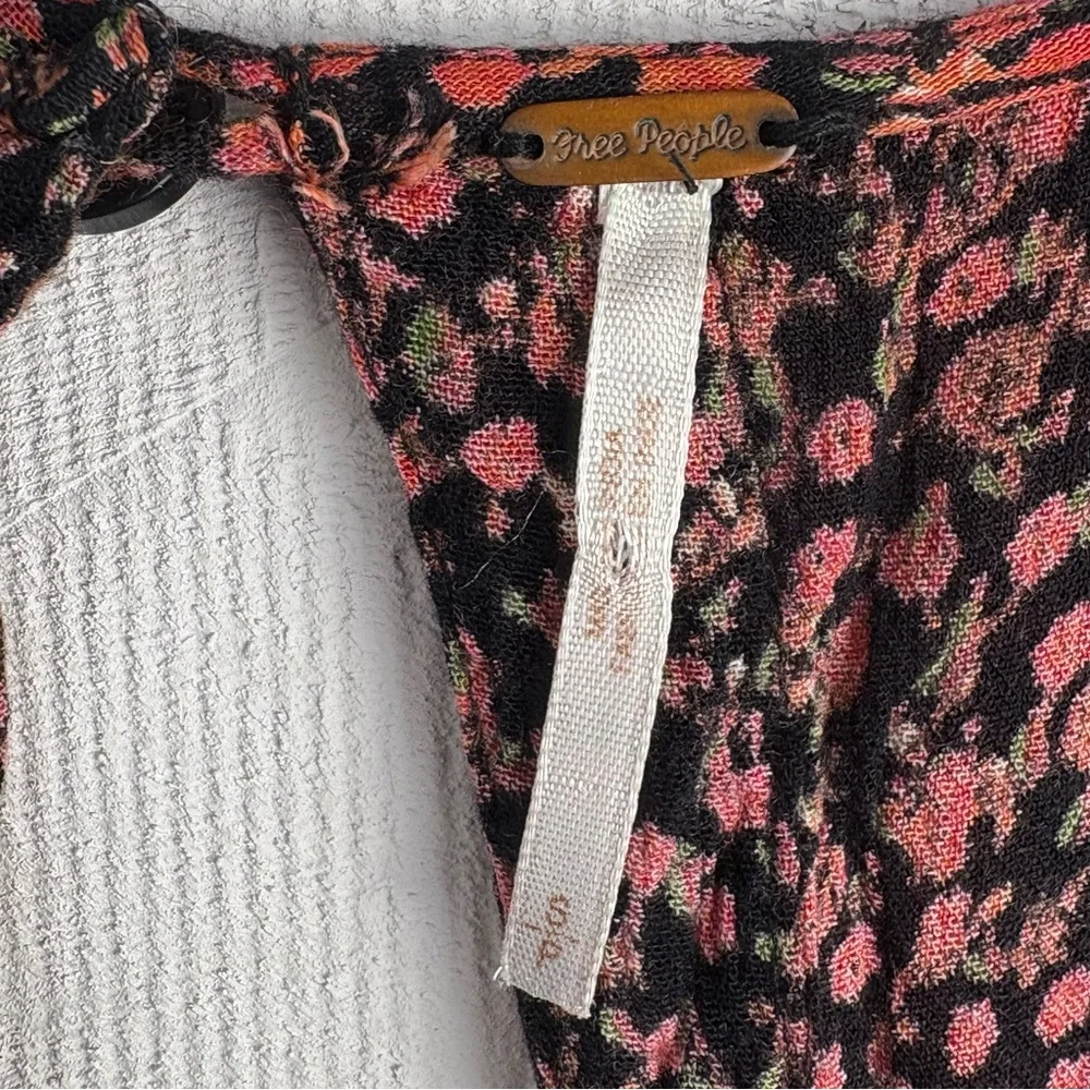 Free People Red Boho Pattern Jumpsuit with V-Neckline and Relaxed Fit Open Back - Picture 11 of 12